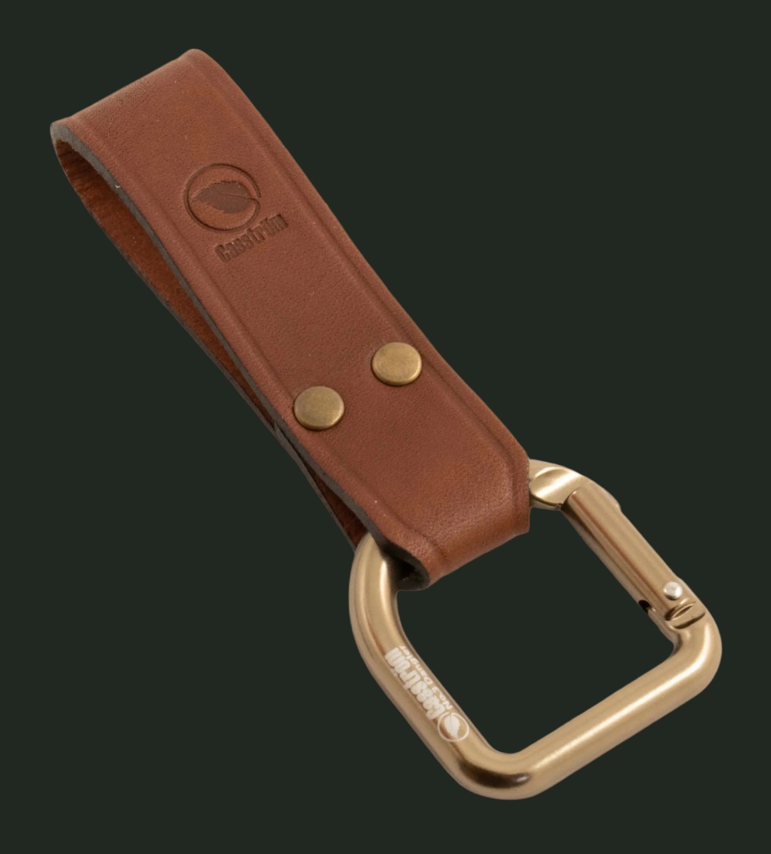 Casström No.3 XL dangler in cognac brown leather with brass D-ring studio shot