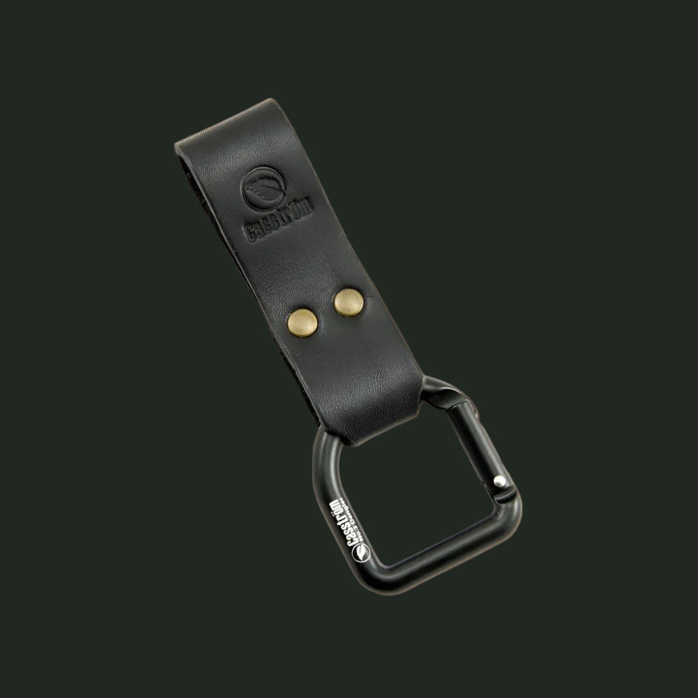 Casström No.3 black leather dangler with black D-ring studio product photo