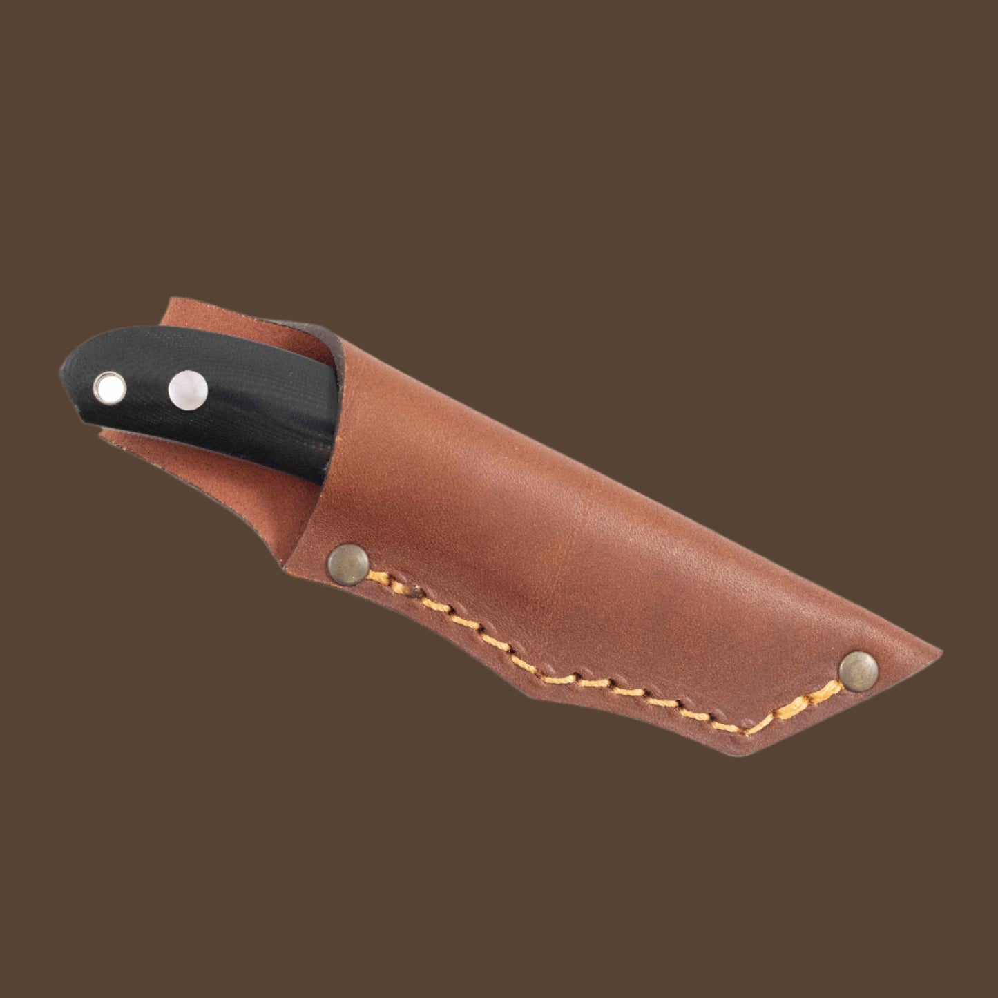 Casström Safari knife - black micarta handle, in a leather sheath