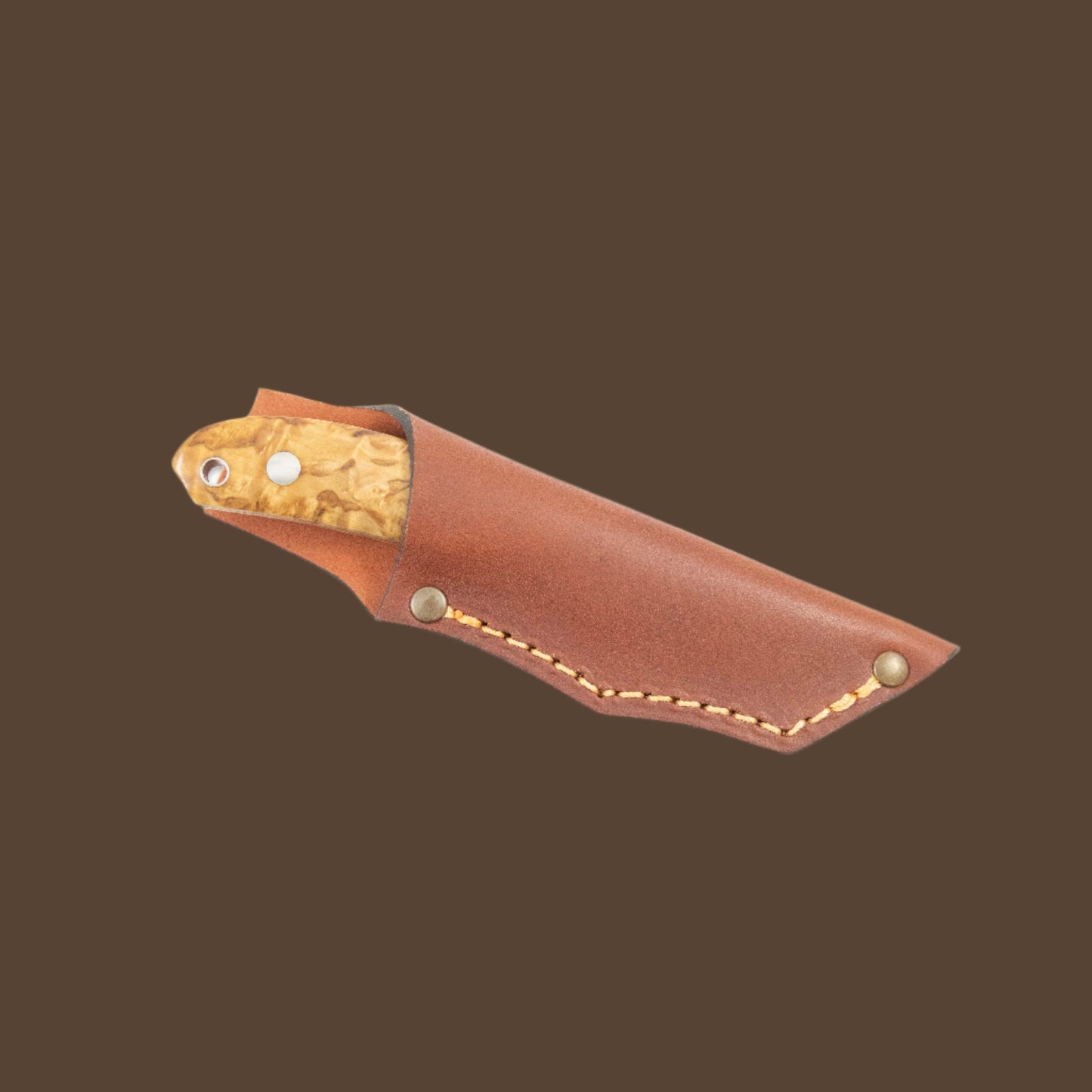 Casström Safari knife - curly birch handle, in a leather sheath