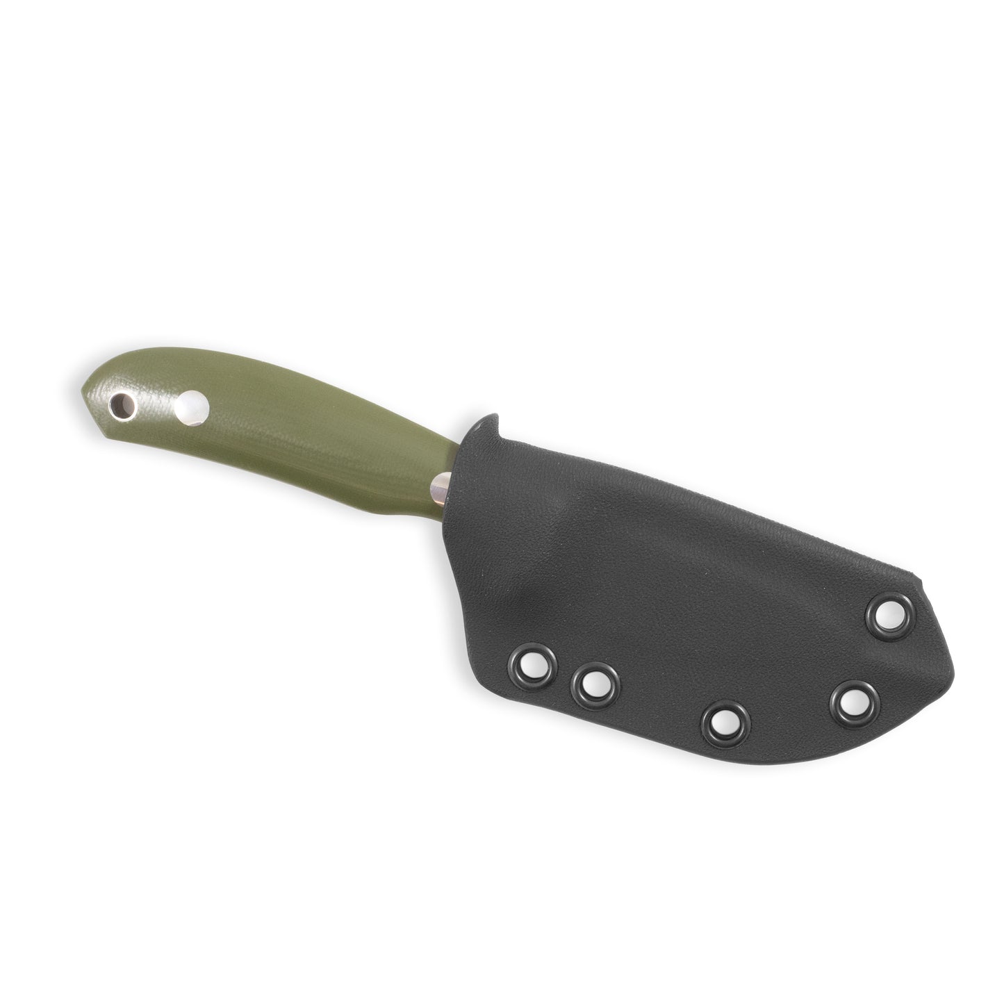 Casström Safari mini hunting knife, Olive Green G10 handle, in a kydex sheath