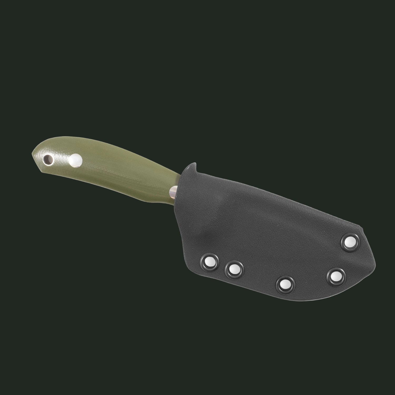 Casström Safari mini hunting knife, Olive Green G10 handle, in a kydex sheath