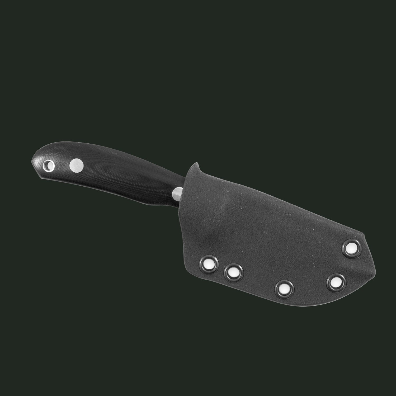 Casström Safari mini hunting knife, Black Micarta handle, in a kydex sheath