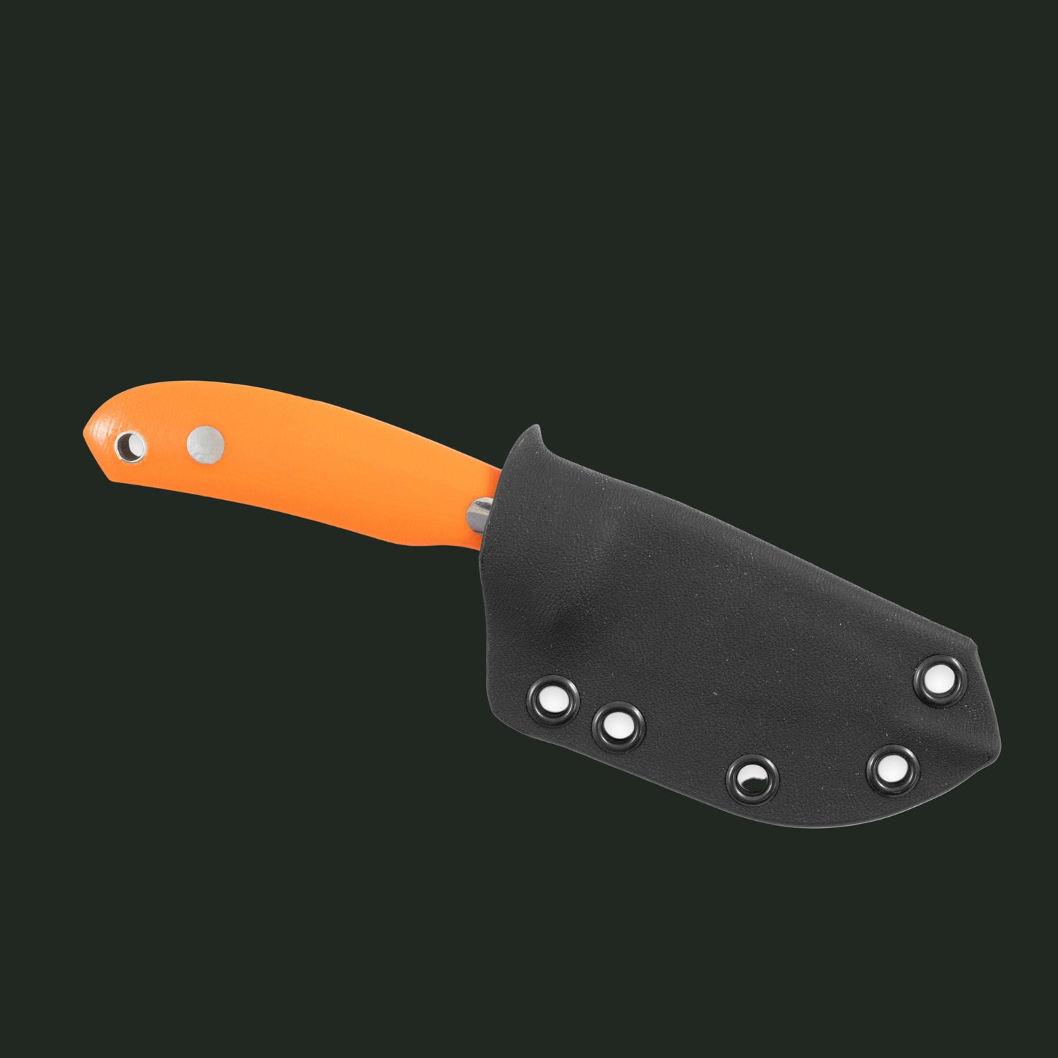 Casström Safari mini hunting knife, Orange G10 handle, in a kydex sheath
