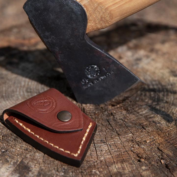 Casström No.20 Axe Sheath next to a Hultafors axe