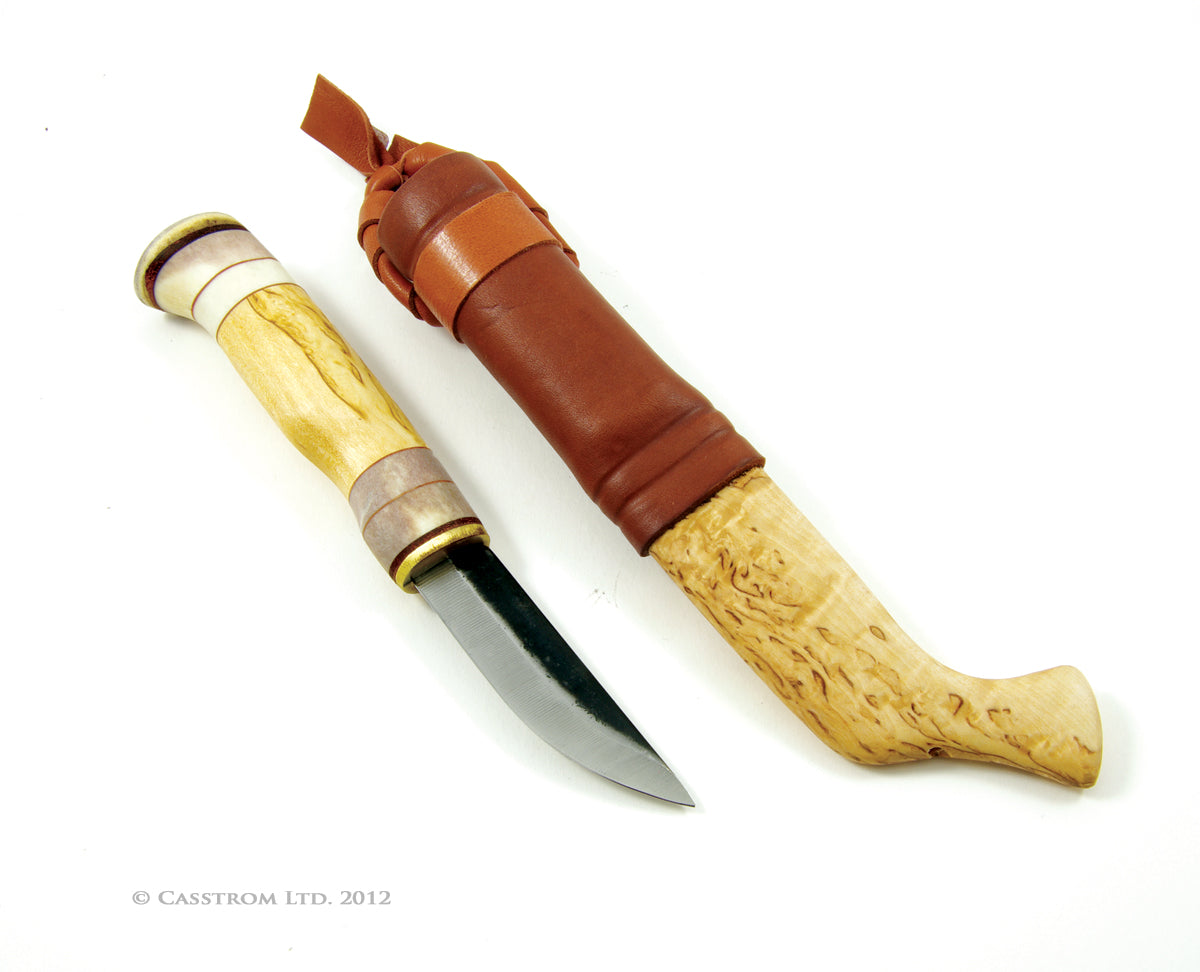 A Sami knife with sheath made of wood and leather