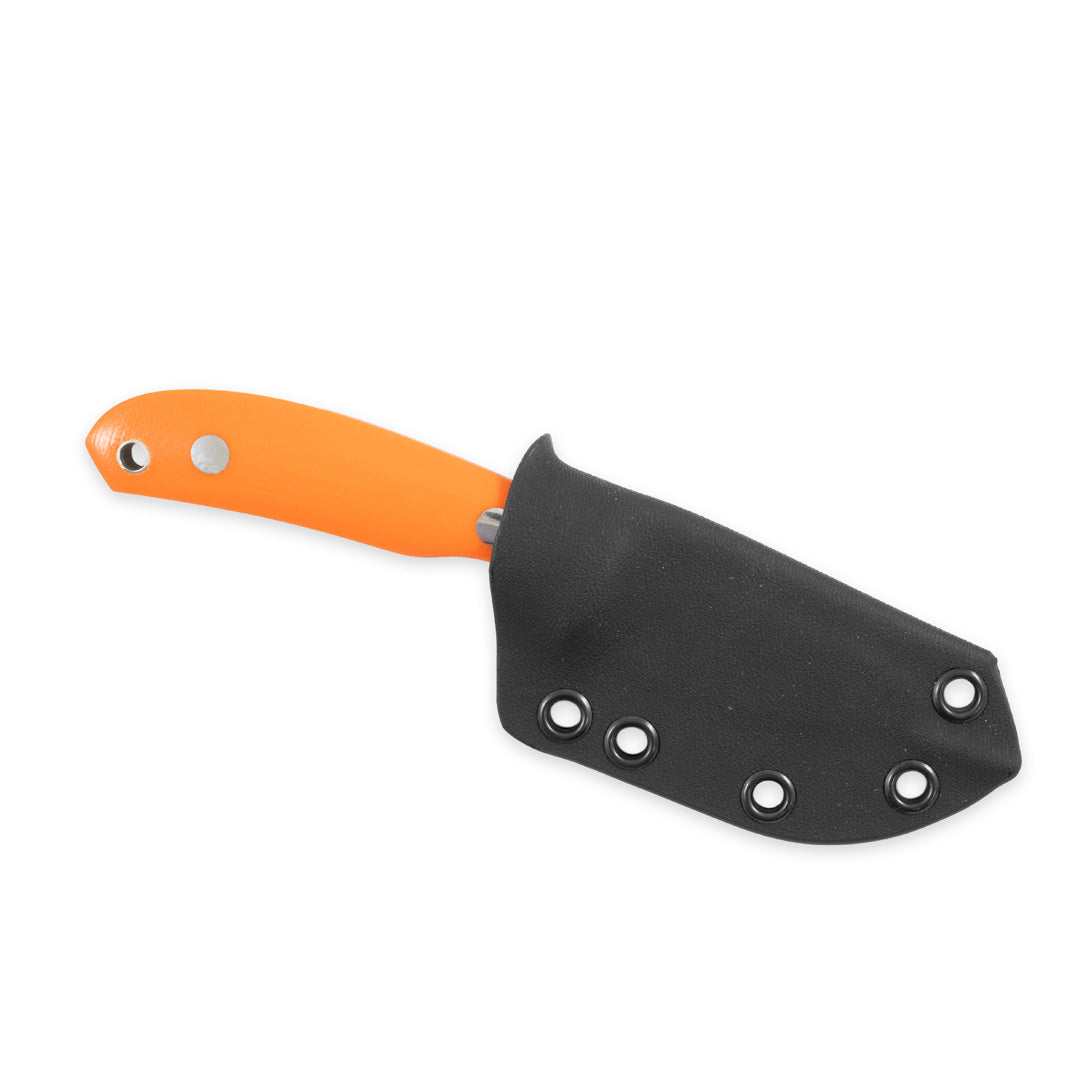 Casström Safari hunting knife with orange handle in kydex sheath