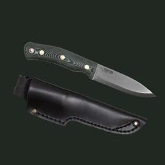 Casström Limited edition No.10 SFK knife with green micarta handle on a white background