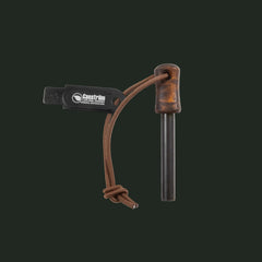 "Järv" Casström fire steel with stained curly birch handle made in Europe using original Austrian Auermetall ferrocerium technology.