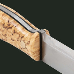 Close-up of the handle details and grind on a Casström Lars Fält knife