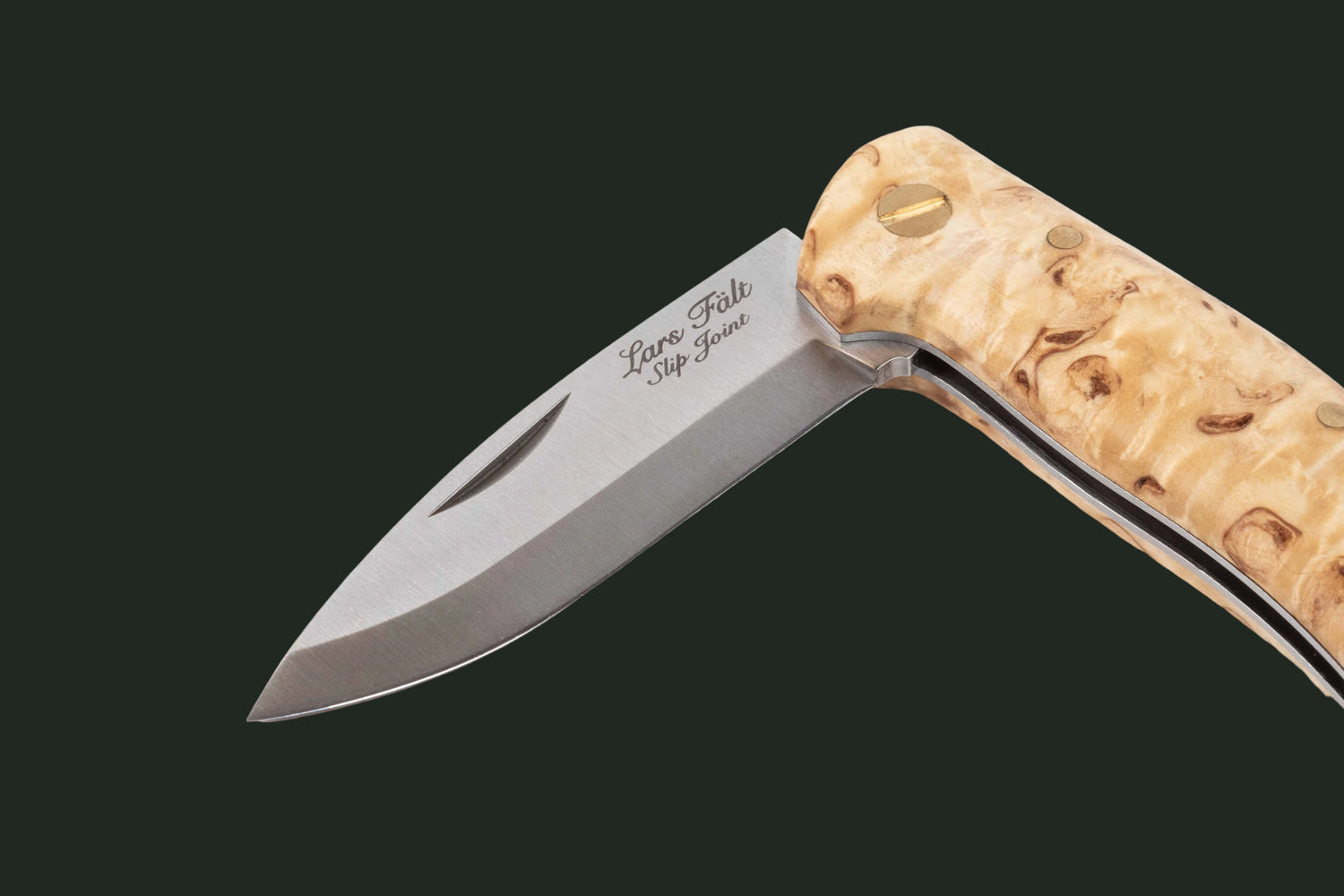Half-opened Lars Fält Slip Joint - a pocket knife made by Casström Sweden.