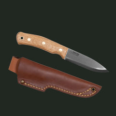 Casström No.10 Swedish Forest Knife on a white background featuring classic Scandinavian bushcraft design and leather sheath.