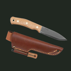 Casström No.10 Swedish Forest Knife with matching fire steel displayed on a white background for bushcraft and survival use.