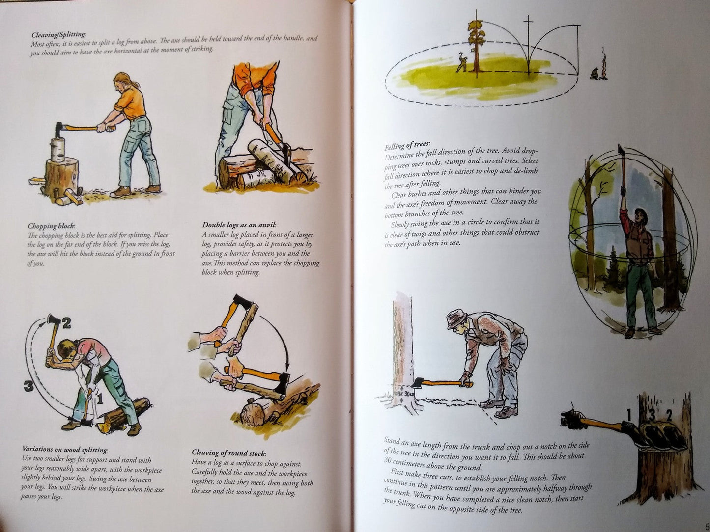 Outdoors the Scandinavian Way by Lars Fält - sample page on using an axe to chop wood