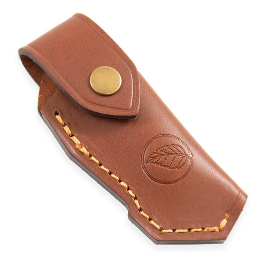 Studio shot of the Casström Lars Fält folding knife pouch in 3mm thick vegetable-tanned European leather