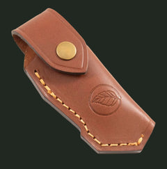 Front view studio image of the Casström leather folding knife pouch designed for Slip Joint and Lock Back pocket knives.