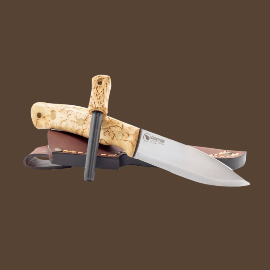 No.10 Swedish Forest Knife in curly birch with fire striker