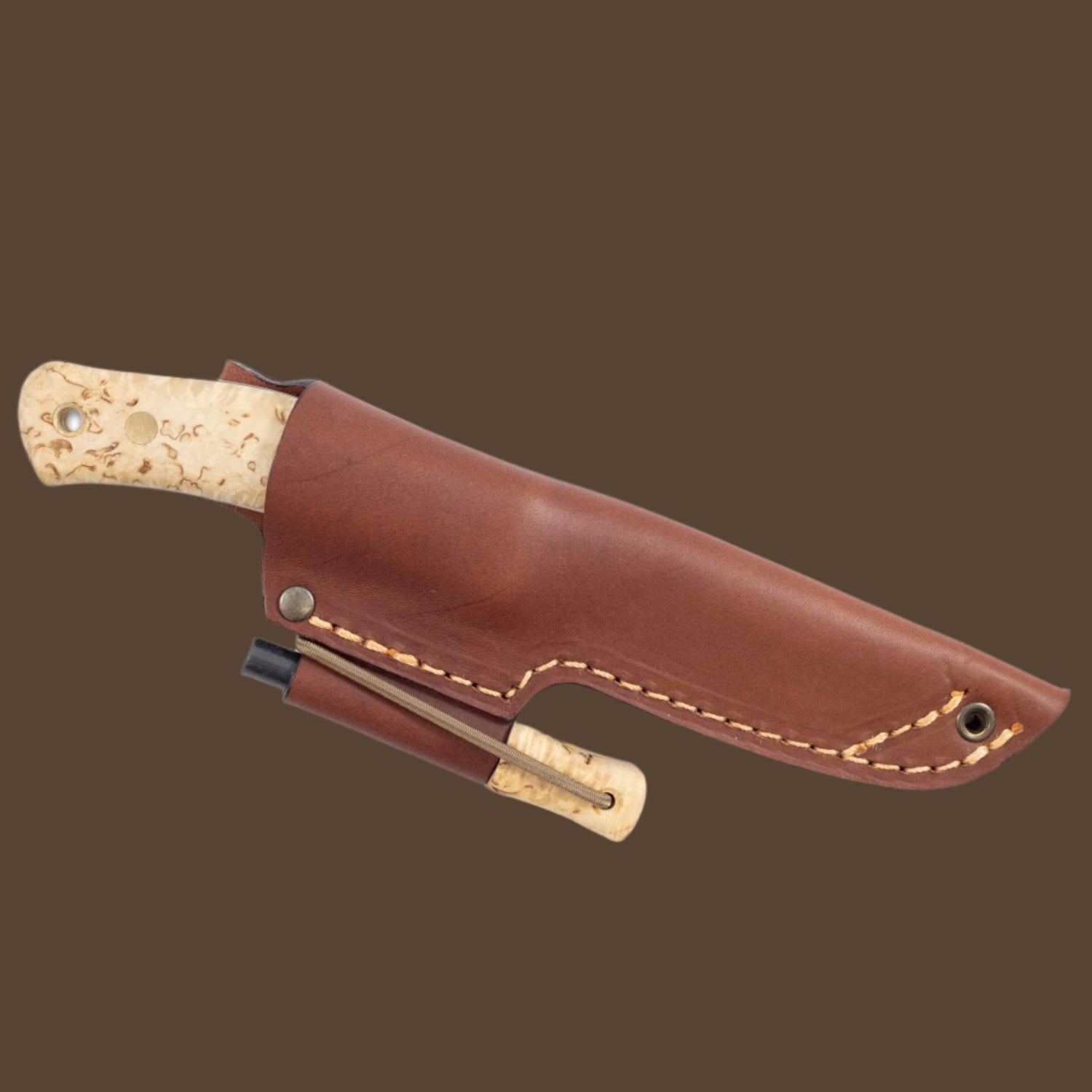 No.10 Swedish Forest Knife in Curly Birch (stainless steel) with fire steel - Casstrom Limited