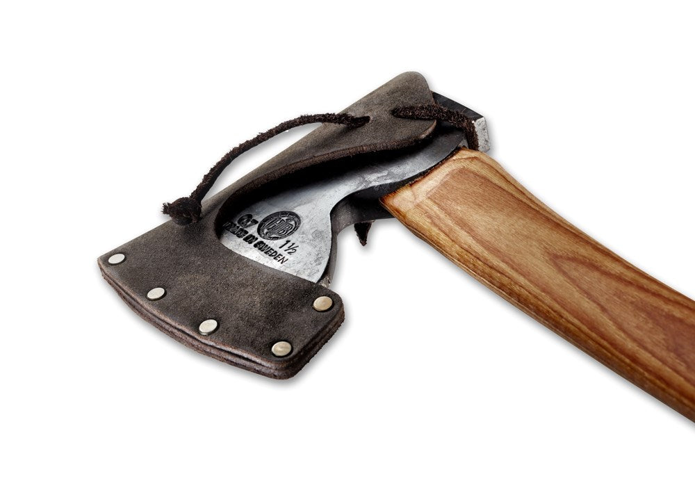 Hultafors Aby Forest Axe in leather sheath