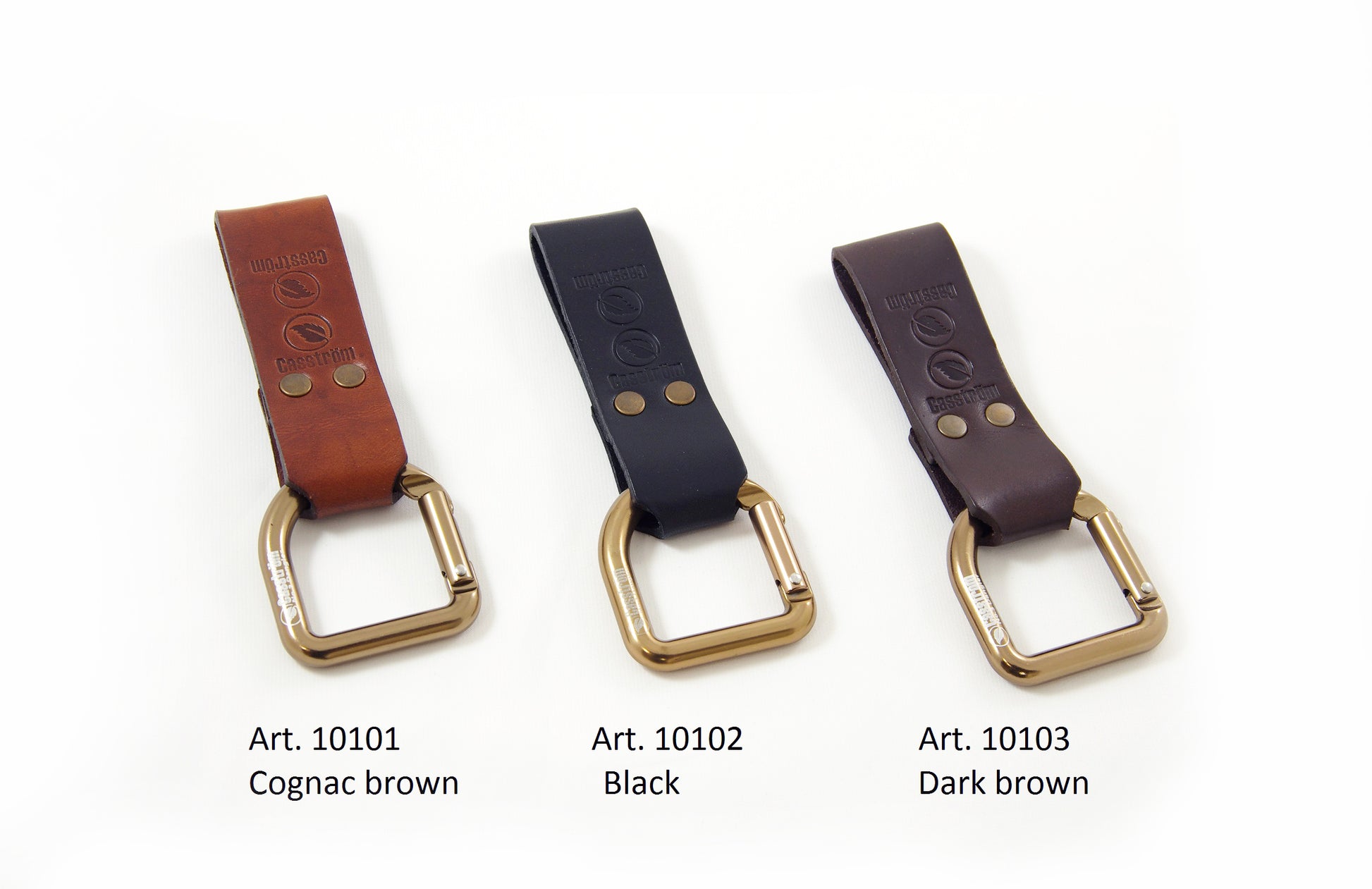 The Casström No.3 Dangler is available in Cognac Brown, Dark Brown, and Black leather.
