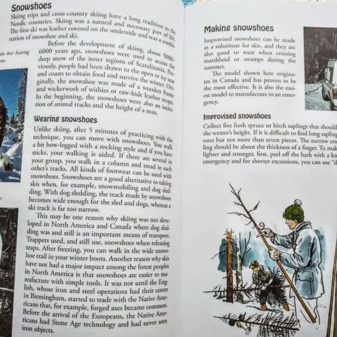 Outdoors the Scandinavian Way by Lars Fält - page sample on snowshoes and how to make an emergency pair