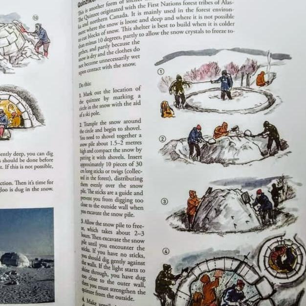 Outdoors the Scandinavian Way by Lars Fält - page sample on building a snow shelter, quinze or igloo